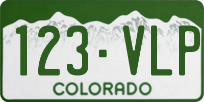CO license plate 123VLP