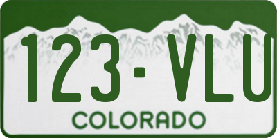CO license plate 123VLU