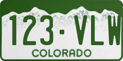 CO license plate 123VLW