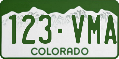 CO license plate 123VMA