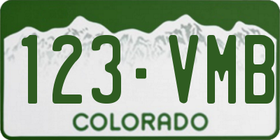CO license plate 123VMB