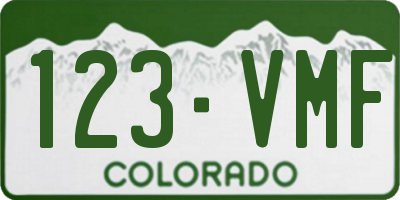 CO license plate 123VMF