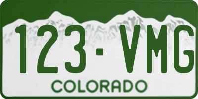 CO license plate 123VMG