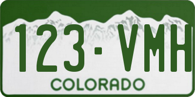 CO license plate 123VMH