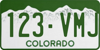 CO license plate 123VMJ