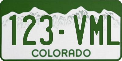 CO license plate 123VML