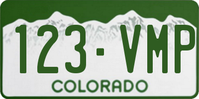 CO license plate 123VMP