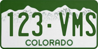 CO license plate 123VMS