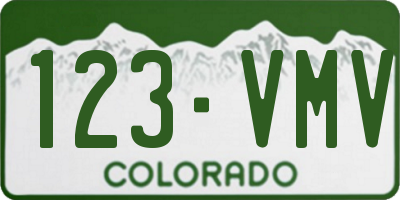 CO license plate 123VMV