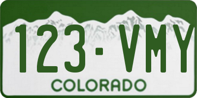 CO license plate 123VMY