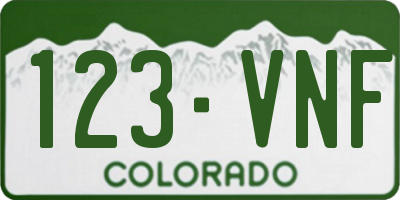 CO license plate 123VNF
