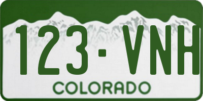 CO license plate 123VNH