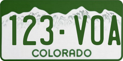 CO license plate 123VOA
