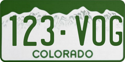 CO license plate 123VOG
