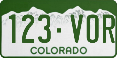 CO license plate 123VOR