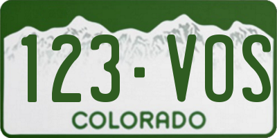 CO license plate 123VOS