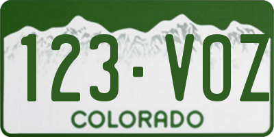 CO license plate 123VOZ