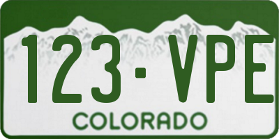 CO license plate 123VPE