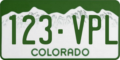 CO license plate 123VPL