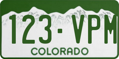 CO license plate 123VPM