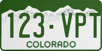 CO license plate 123VPT