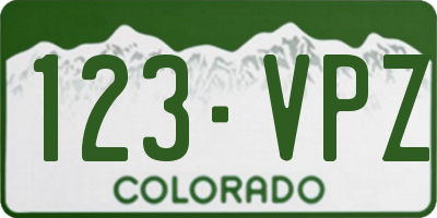 CO license plate 123VPZ