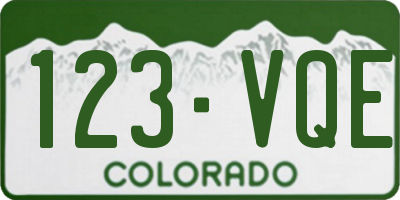 CO license plate 123VQE