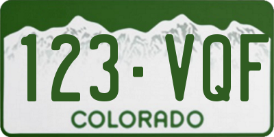 CO license plate 123VQF