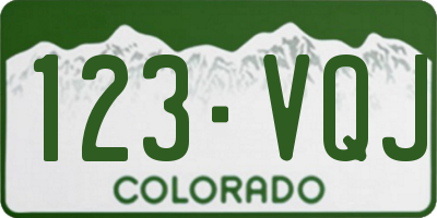 CO license plate 123VQJ