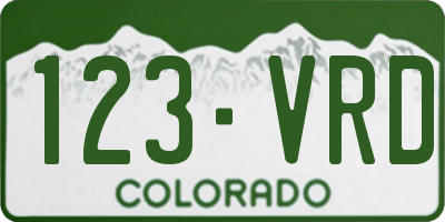 CO license plate 123VRD