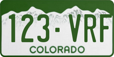 CO license plate 123VRF