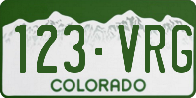 CO license plate 123VRG