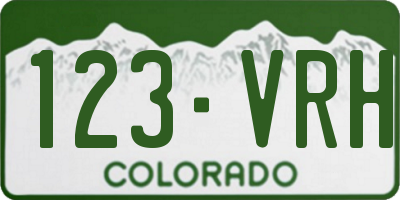 CO license plate 123VRH