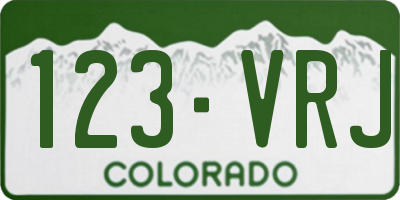 CO license plate 123VRJ