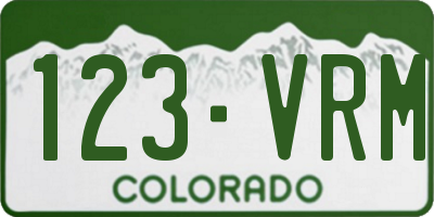 CO license plate 123VRM