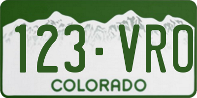 CO license plate 123VRO