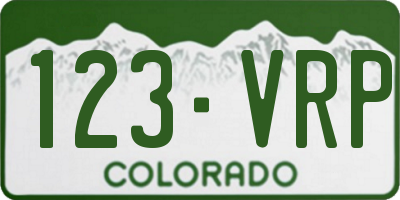 CO license plate 123VRP