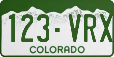 CO license plate 123VRX