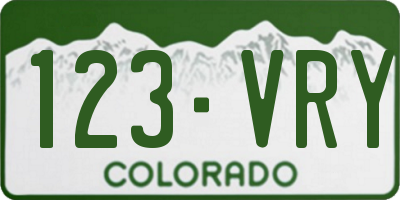 CO license plate 123VRY