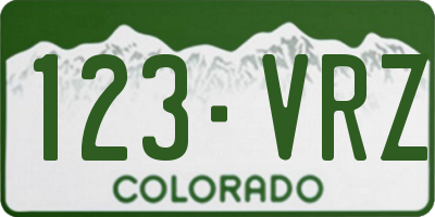 CO license plate 123VRZ