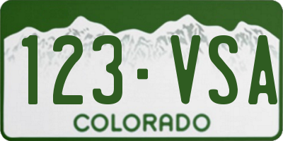 CO license plate 123VSA