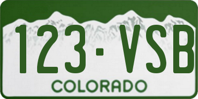 CO license plate 123VSB