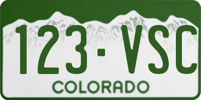CO license plate 123VSC