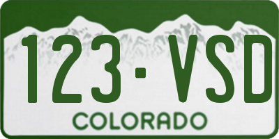 CO license plate 123VSD