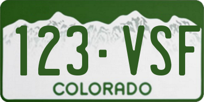 CO license plate 123VSF