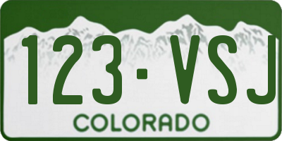 CO license plate 123VSJ