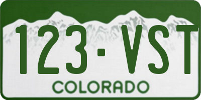 CO license plate 123VST