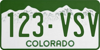 CO license plate 123VSV