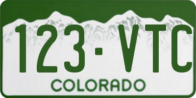 CO license plate 123VTC