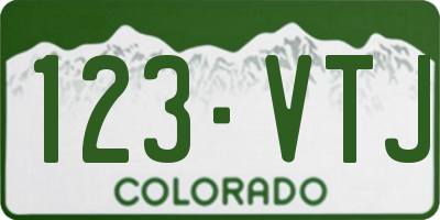 CO license plate 123VTJ
